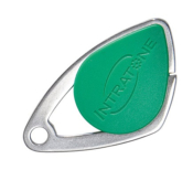 080106/Badge électronique inox coul vert (colisage par 20) prix un